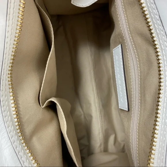 VTG Burberry Minford Satchel Haymarket Coated Canvas White Leather Gold Hardware - Picture 15 of 16